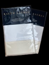 RALPH LAUREN LANGDON SATEEN 2 STANDARD SHAMS Rare 100 Cotton Hollywood Cream 