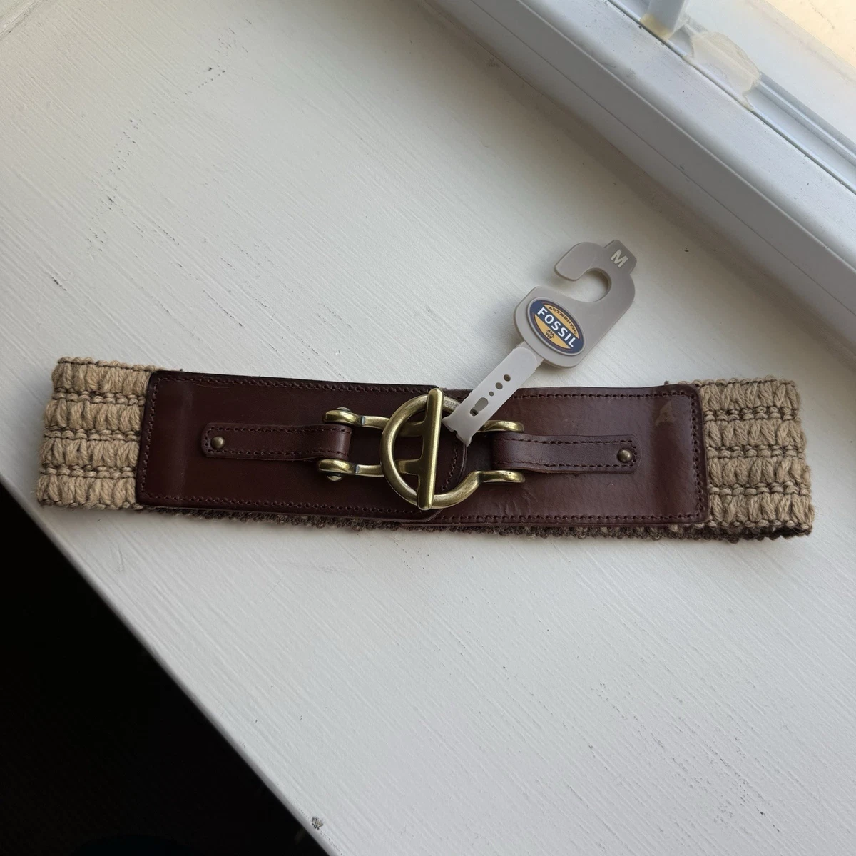 NWT Fossil Infinity Braid Leather Belt Gold Fossil Women main image 4