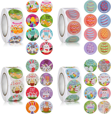 Easter Stickers 2000 Pcs, 32 Designs Bunny Rabbit & Egg Stickers Rolls