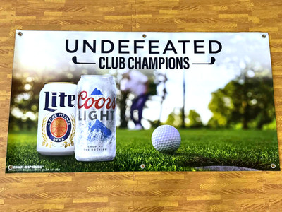 Coors Light Miller Lite Golf Banner 48x26 Beer Mancave Bar Wall Decor New