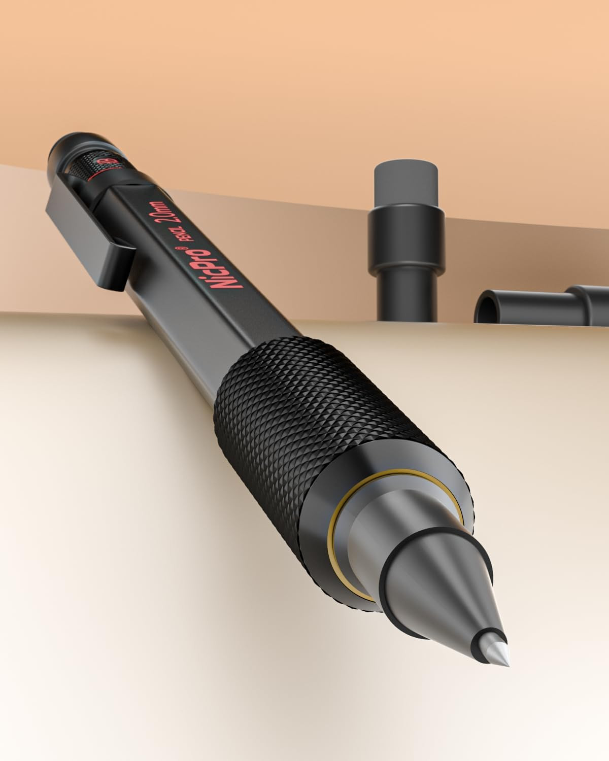 2mm Mechanical Pencils Set with Case, 12 Black & Colored Lead Refills, Erasers -