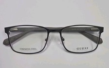 Guess GU50045 Eyeglasses Shiny Dark Nickeltin Rectangle 55mm New 100 Authentic
