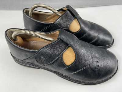 Finn Comfort Shoes Women 10 42 Nashville Metalic Black Leather Mary Jane Casual