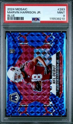 2024 Mosaic NFL Debut Marvin Harrison Jr. RC Blue Mosaic Prizm /99 PSA 9 Pop 7!