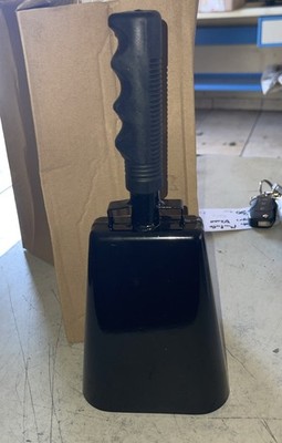 New Large Sporting Event Metal 11''  BLACK Cowbell w/ Rubber Grip Handle Cow Bell