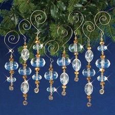 Nostalgic Christmas Beaded Crystal Ornament Kit Gold Crystal Icicles Makes 8