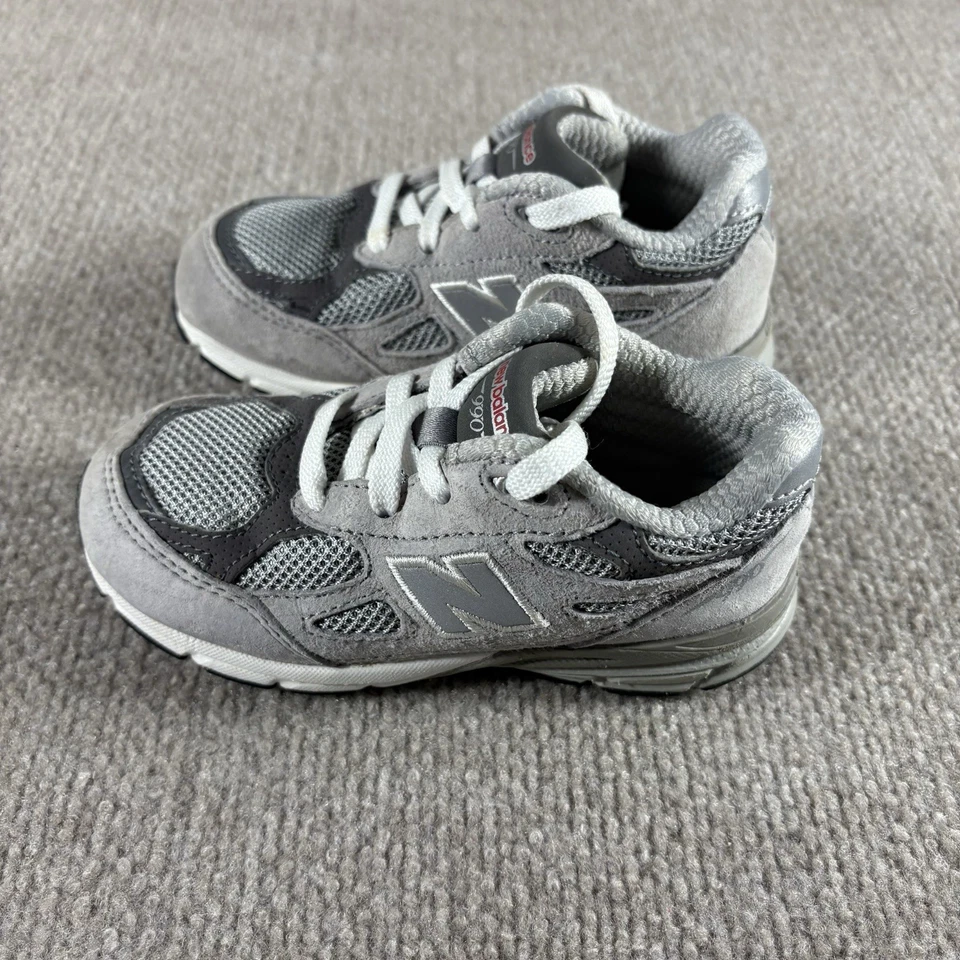 New Balance 990v3 ребенка ясельного возраста размер 9 серый замши IC990GY3 - Изображение 3 из 4