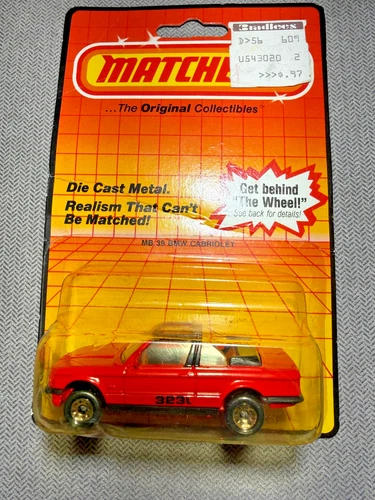 Vintage Matchbox BMW 323i Cabriolet Red Gold wheels - Sealed