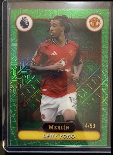 2026 Topps Merlin Premier League Leny Yoro Green Refractor /99 #136 Man U