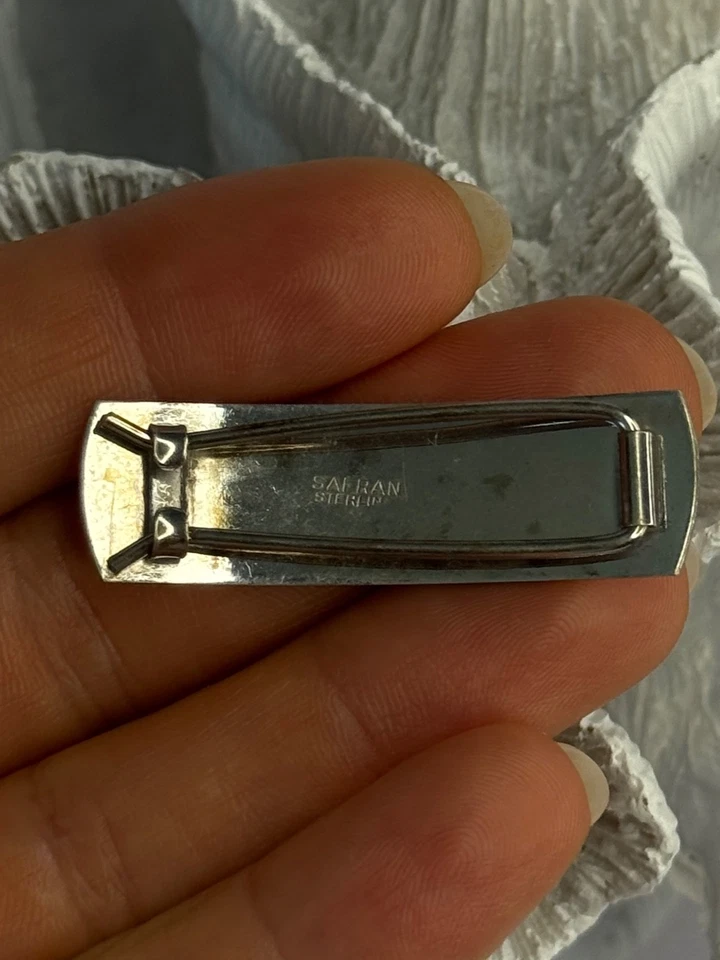 Vintage 925 Sterling Silver Hair Clip Pinch-Wire Clasp Safran - Image 2 of 4