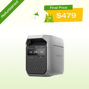 EcoFlow DELTA 3 Plus 1024Wh 1800W Portable Power Station LFP Battery Refurbished