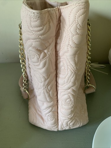 Vintage Women's Betsy Johnson Pink Rose Flower Shoulder Tassels Gold Chain - Picture 5 of 8