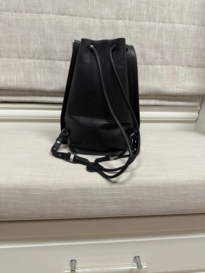 ALLSAINTS Alpha Black Leather Convertible Backpack/ Shoulder Bag Purse Black - Image 3 of 4