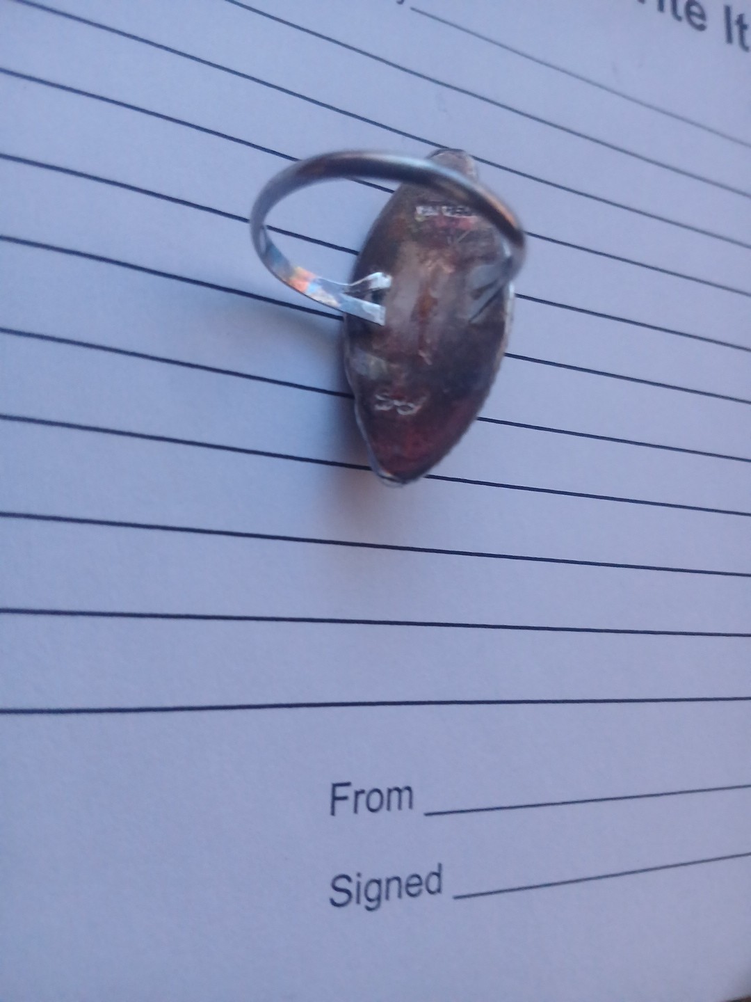 sterling silver Agate Native Handmade Signed Ring… - image 8