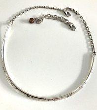 Brighton Silver Curved Bar Collar Necklace with extender - 15" to 18" adjustable