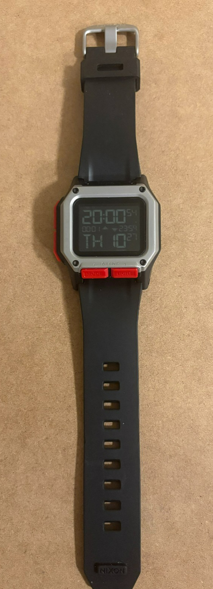 NIXON Regulus A1180 Black-Red Men Watch - Used / Good condition | eBay