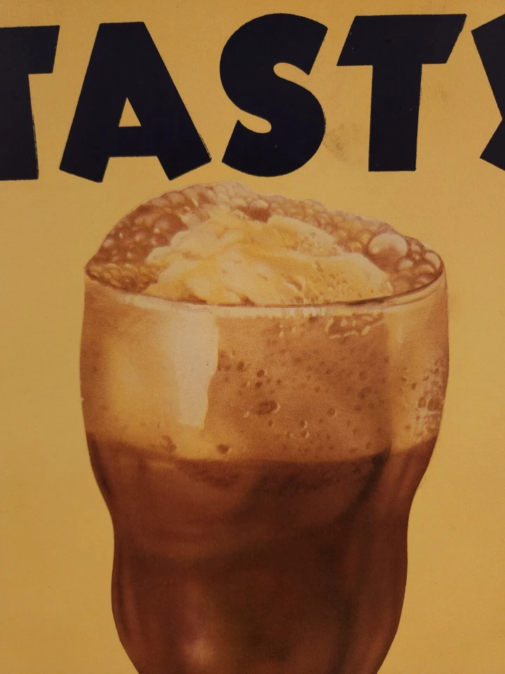 Póster de exhibición publicitario vintage de tienda de refrescos de helados c. 1940-1950 Foto 4 de 4
