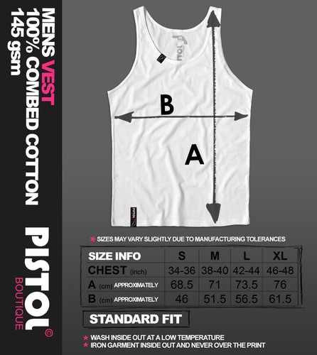 Pistol Boutique Men's Black SKULL HEART CROSS ANCHOR STRIPES Vest Singlet Tank - Picture 5 of 13