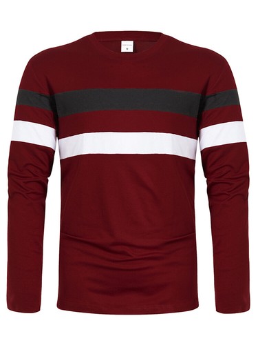 Men Stripe Long Sleeve Slim Fit Tops Casual Work T-Shirt Pullover Sweatshirts - Picture 13 of 20