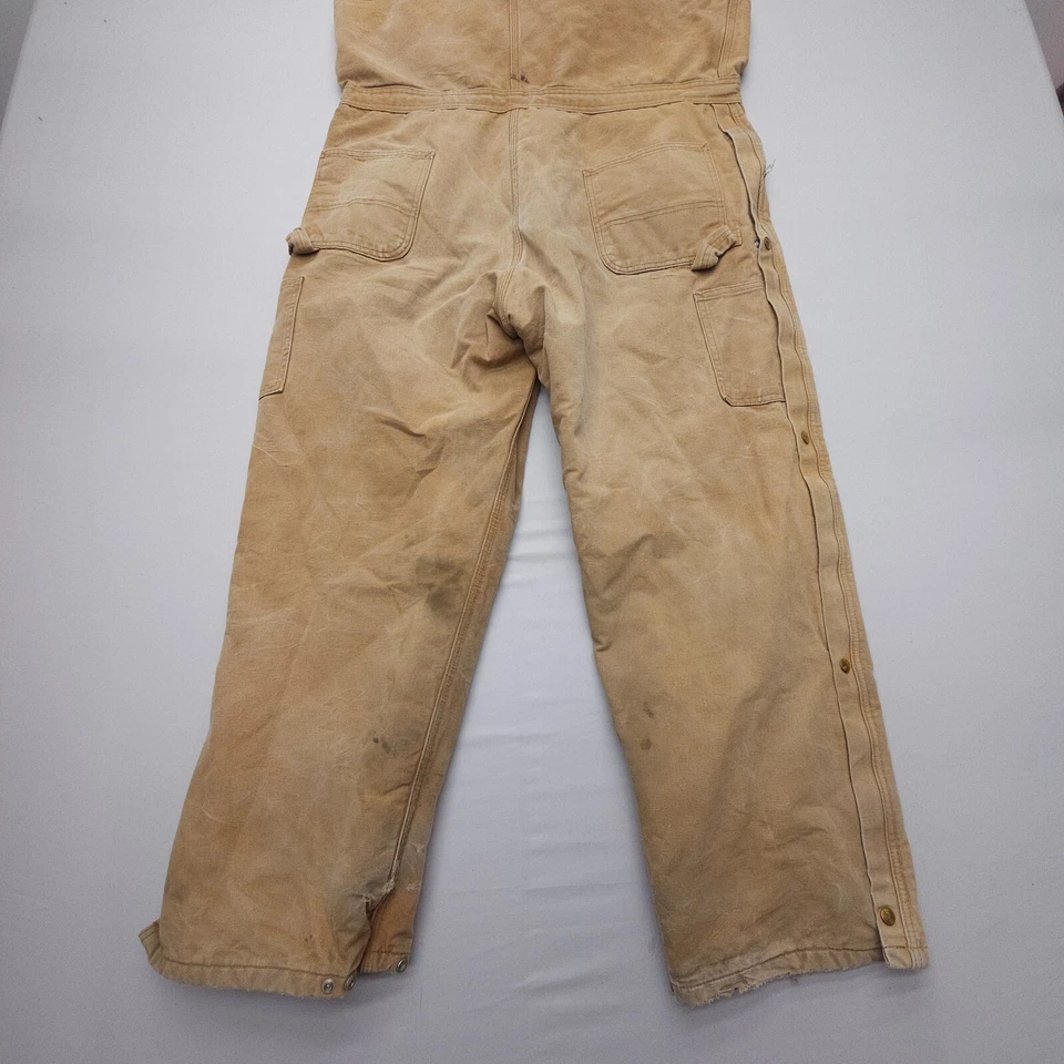 Vtg Carhartt R38 Canvas Quilt Lined Double Knee Duck Overalls 42x32 Union USA - Image 4 of 4