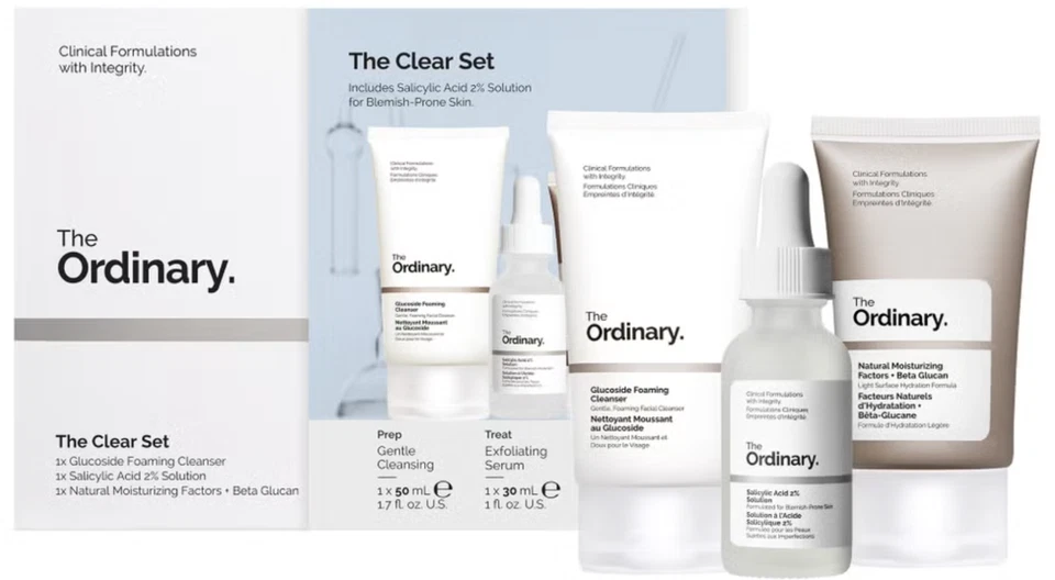 THE ORDINARY The Clear Set - Glucoside Cleanser Salicylic Serum Beta Glucan NMF