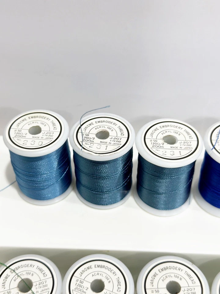 Janome Embroidery Thread 40 50 Weight Japan Madeira DMC Blue Green Metallic Lot - Image 2 of 4