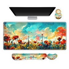 Gaming Mouse Pad Wrist Support Set XXL Large Desk Mat Mousepad  Keyboard Wri...