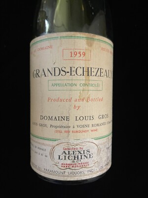 Grands Echezeaux Alexis Lichine Selection Empty Bottle No Cork Wine Vintage 1959
