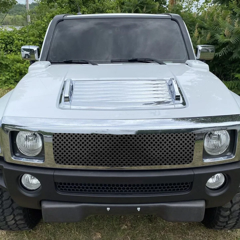 FOR 2006-2010 HUMMER H3 HOOD DECK VENT PANEL HANDLE COVER TRIM BEZEL CHROME 3PCS - Image 4 of 4