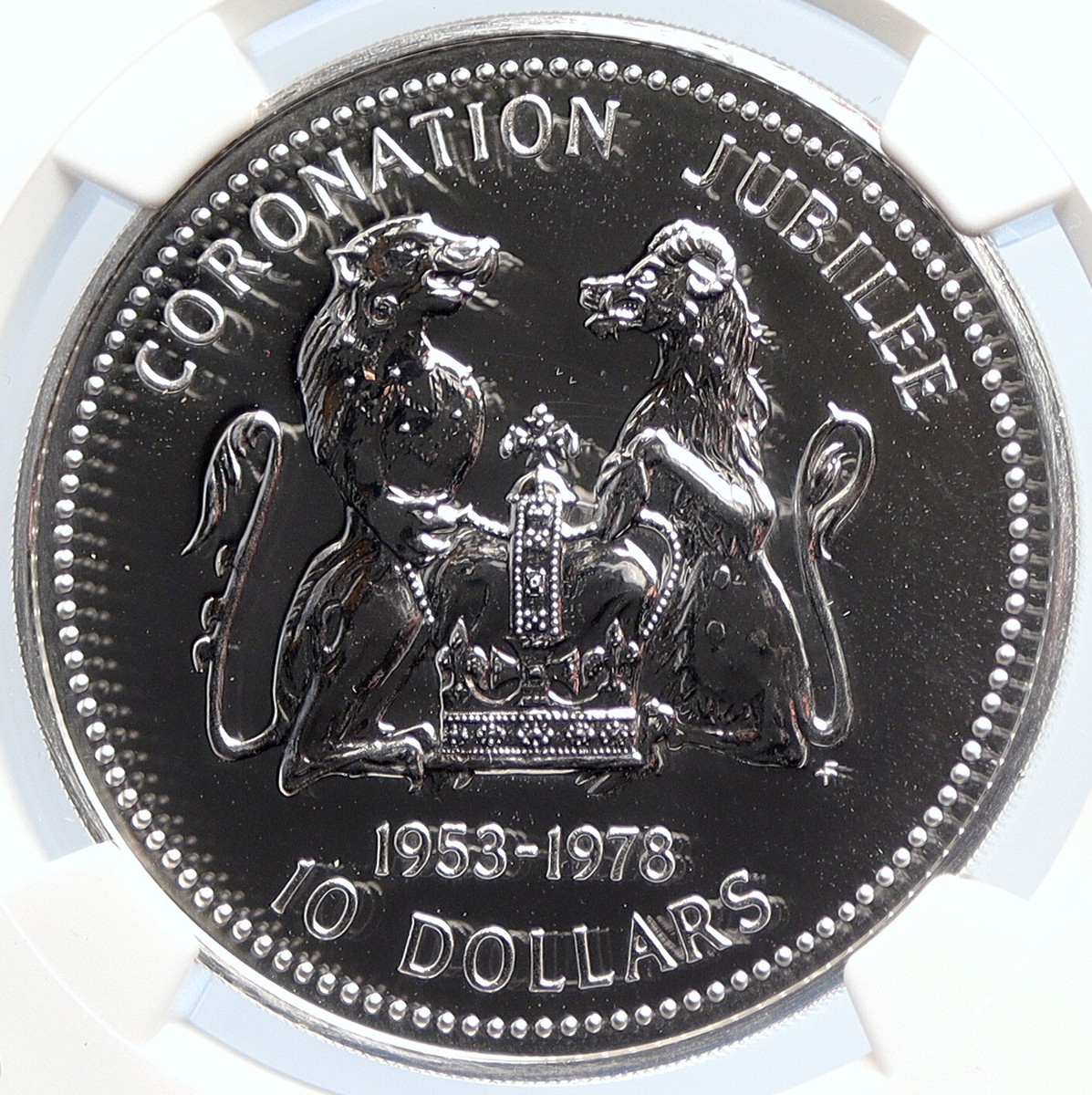 1978 COOK ISLANDS Elizabeth II Coronation PRF Silver 10 Dollars