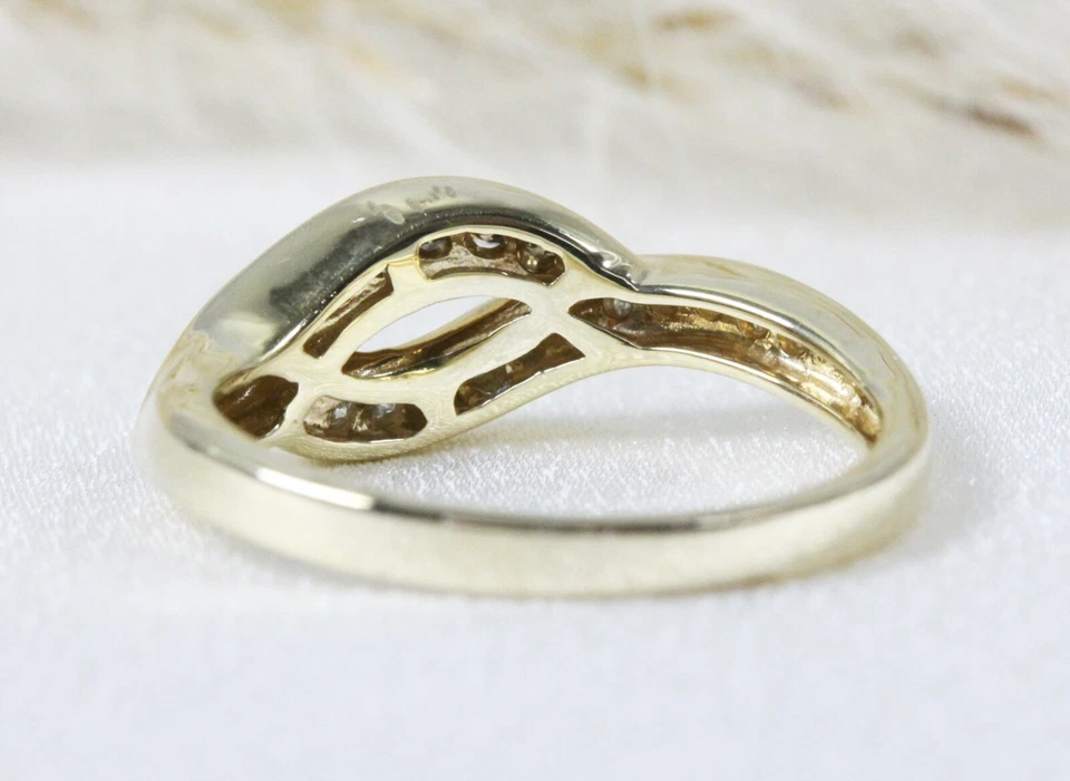 Кольцо из 10-каратного желтого золота с натуральными бриллиантами белый шоколад 2 ряда - Изображение 4 из 4