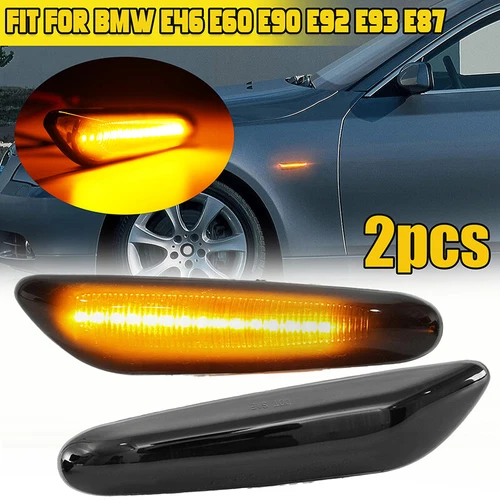 2x Dynamic Side Indicator LED Repeater Light For BMW E90 E91 E92 E60 E46 E87 E82 - Picture 1 of 9
