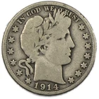 1914-S San Francisco Very Good VG+ Barber Liberty Silver Half Dollar 50C #2