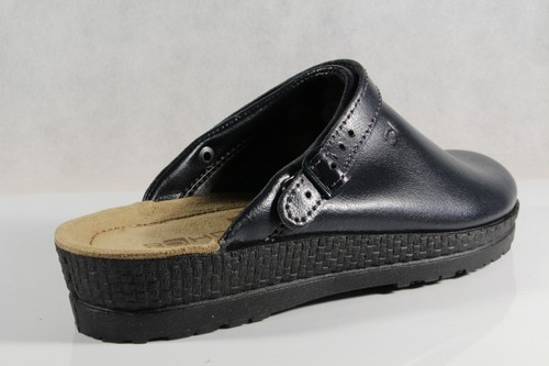 Rohde Damen Clogs Pantoffel Hausschuhe Sabot Schuhe Leder blau 143856 - Picture 4 of 7