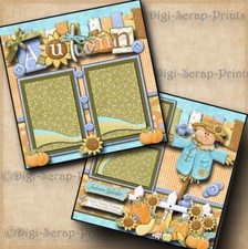 AUTUMN FAMILY 2 premade scrapbook pages paper piecing layout DIGISCRAP A0025