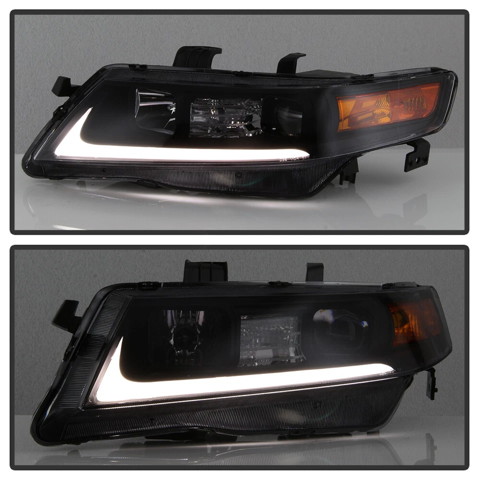 Juego de faros proyectores tubo LED negro ahumado Acura TSX CL9 2004-2008 Foto 4 de 4