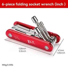 6 in 1 Folding Nut Driver Set SAE Hex Nut Driver Set Folding Socket Wrench