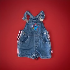 Vintage Sesame Street Cookie Monster soccer ball shortalls overalls 0/3 months