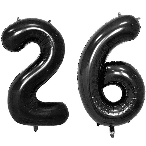 40inch Black Foil 26 Helium Jumbo Digital Number Balloons, 26th Birthday Deco...