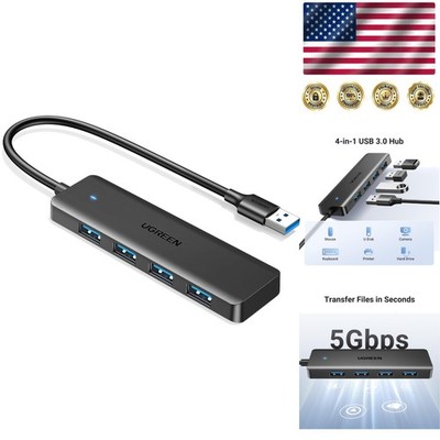 Travel-Friendly USB 3.0 4-Port Hub - Ideal for Multiple Devices & Fast Transfers