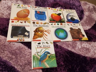 LOT OF 9 SCHOLASTIC FIRST DISCOVERY HC BOOKS EGG CARS AIRPLANE MUSIC