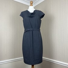 Calvin Klein Grey Belted Cowl Neck Sheath Dress UK  14 Elegant Workwear Smart