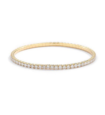 Armband 3,9 kt Rundschliff Laborgefertigt Diamant Testpass 16,3 cm 18 K Stretch 2,5 mm