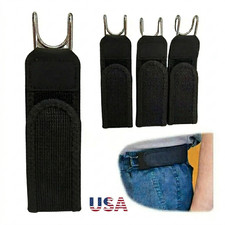 2PCS Tactical Metal Hook Elastic Belt Buckle-Less Invisible Waist Belt Closure