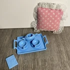 1983 Vintage Mattel Barbie Dream Cottage Blue Tea Set & Pillow