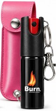 BURN Pepper Spray 1/2oz Police Strength Self Defense Keychain with Holster Pink