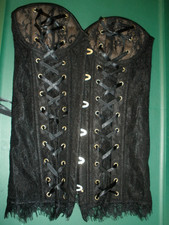 Adore Me Black Bustier LACE UP CORSET Size Medium 014