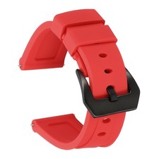 Silicone Watch Bands 22mm Soft Watch Band with Black Buckle, Red