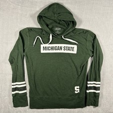 E5 Michigan State Spartans Hoodie Womens Small Green Slub Knit Long Sleeve Shirt