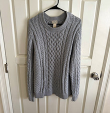 L.L. Bean Men's Fisherman Cable-Knit 100 Cotton Crewneck Pullover Sweater L